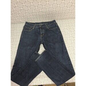 Dark Wash Denim Jeans Button Fly Classic Casual Everyday 34x34 Mens Pants Strait